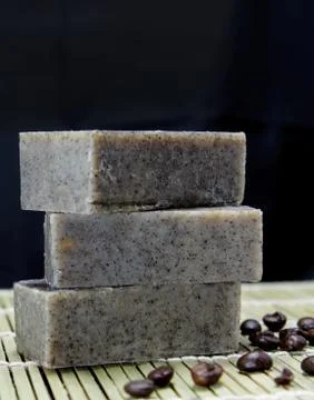 Coffee scrub handmade soap Stock Photos