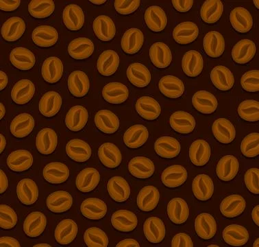 Coffee Seamless Background with Beans. Vector Illustrazione stock