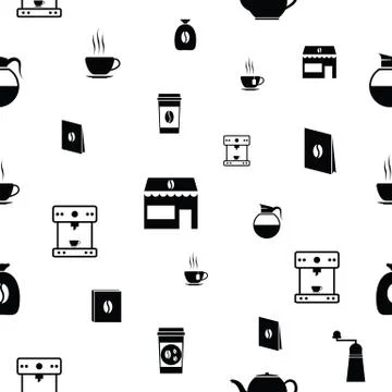 Coffee seamless pattern background icon. Stock Illustration