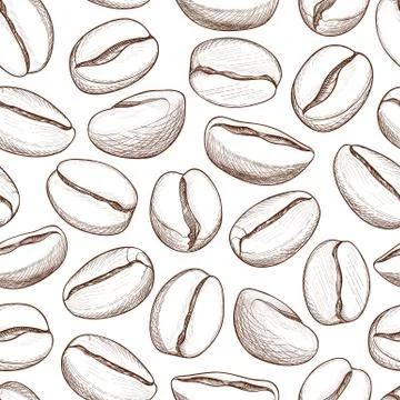 Coffee seamless pattern. Coffee beans hand-drawn background Stock Illustration