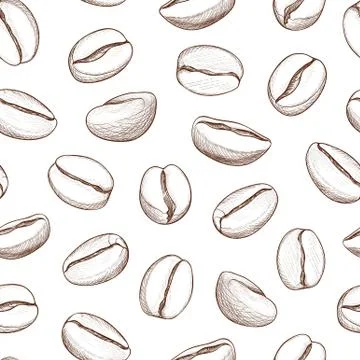 Coffee seamless pattern. Coffee beans hand-drawn background Illustrazione stock