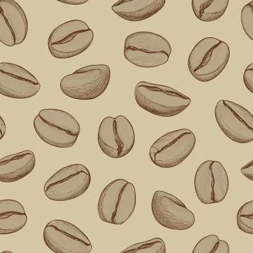 Coffee seamless pattern. Coffee beans hand-drawn background Illustrazione stock