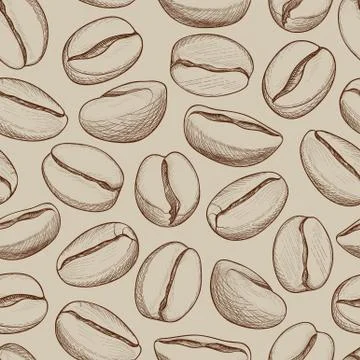 Coffee seamless pattern. Coffee beans drawing line icon background Stock Illustration