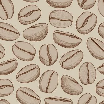 Coffee seamless pattern. Coffee beans drawing line icon background Stock Illustration