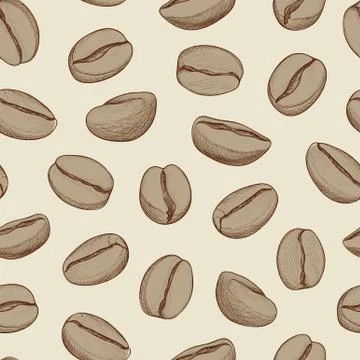 Coffee seamless pattern. Coffee beans drawing line icon background Stock Illustration