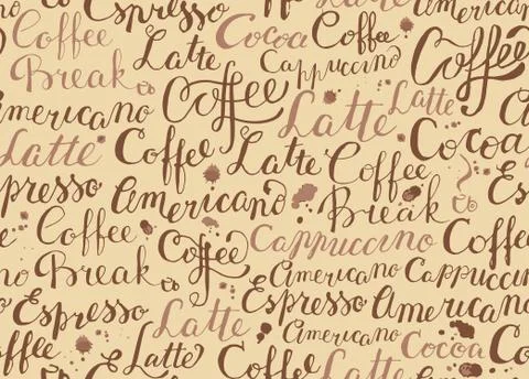 Coffee seamless pattern with coffee words Stock Illustration