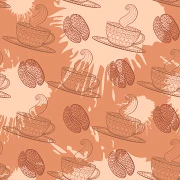 Coffee seamless pattern. Stock Illustration