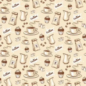 Coffee seamless pattern Stock Illustration