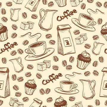 Coffee seamless pattern Stock Illustration