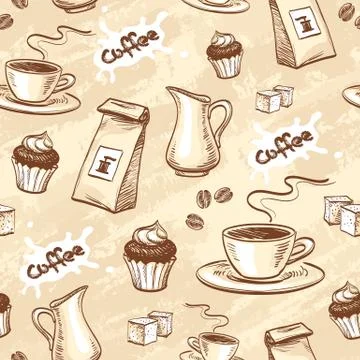 Coffee seamless pattern Illustrazione stock