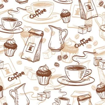 Coffee seamless pattern Stock Illustration