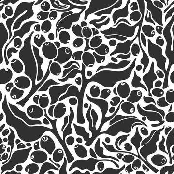Coffee seamless pattern. Vector shape twig, leaf Illustrazione stock