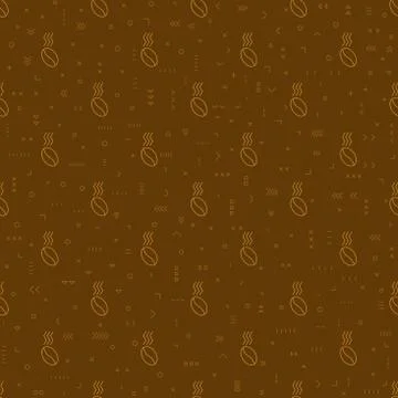 Coffee seamless vector pattern with beans. Linear style. Decorative ornament. Stock Illustration