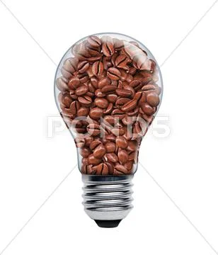 Coffee seeds in a light bulb Stock Illustration