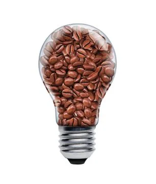 Coffee seeds in a light bulb Stock Illustration