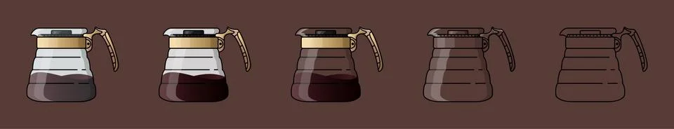Coffee server with cap. Device for brewing coffee. For the menu, in the shop Stock Illustration