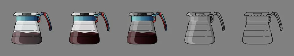 Coffee server with cap. Device for brewing coffee. For the menu, in the shop Stock Illustration