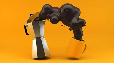 Coffee serving concept 3d rendering Stock Illustration