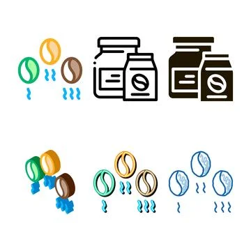 Coffee set beans different fry icon vector outline イラスト素材