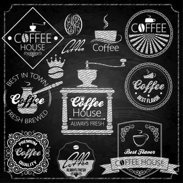 Coffee set elements chalkboard Stockillustratie