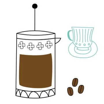 Coffee set flat illustration Stock Illustration
