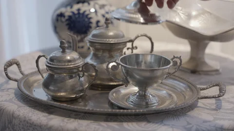 Coffee Set on the Table Stock Footage 296229791