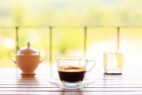 Coffee set in terrace Stock Photos
