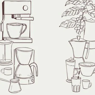 Coffee set. Vector background Stock Illustration