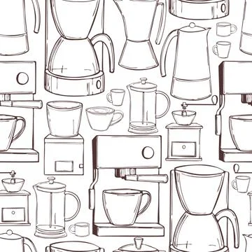 Coffee set. Vector  seamless pattern. 스톡 일러스트