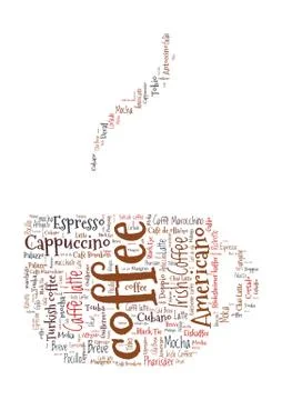 Coffee Shaped Word Cloud Stockillustratie