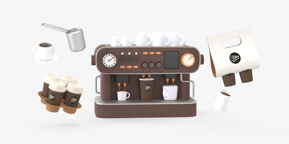 Coffee shop 3D illustartion Illustrazione stock