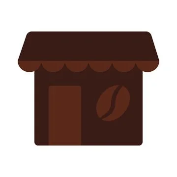 Coffee shop with awning in solid cartoon style Stockillustratie