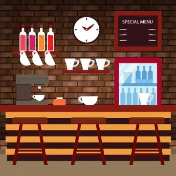 Coffee Shop, Bar, Pub Stock Illustration