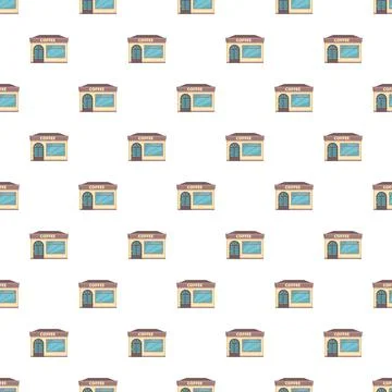 Coffee shop building facade repeating seamless pattern イラスト素材