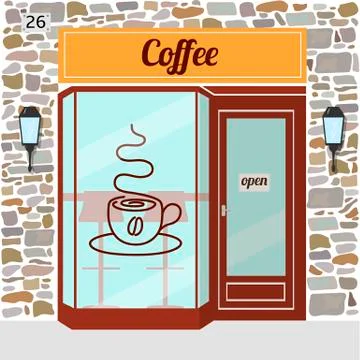 	Coffee shop building.  Stock Illustration