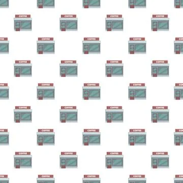 Coffee shop building storefront pattern repeating background Stock Illustration