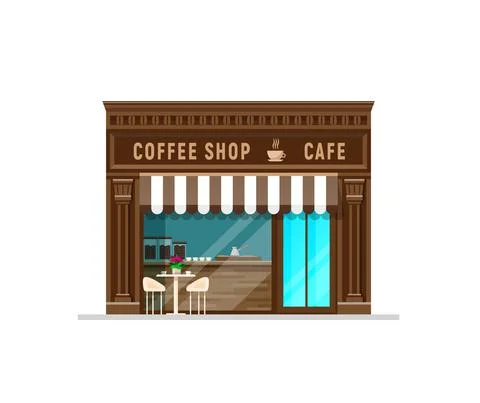 Coffee shop building, vector cafe or restaurant Ilustración de archivo
