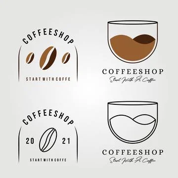 Coffee shop bundle set logo vector illustration design graphic Stock Illustration