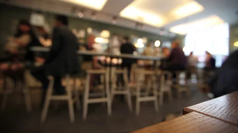Coffee Shop Cafe Diners Bar Blurred (long take) Stock Footage 42128359
