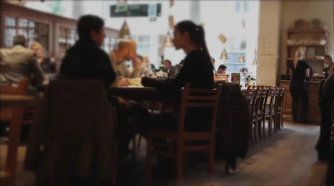 Coffee Shop Cafe Diners Bar Blurred 7 Stock Footage 42401402