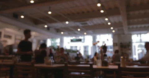 Coffee Shop Cafe Diners Bar Blurred 4 K (long take) Stock Footage 90954628