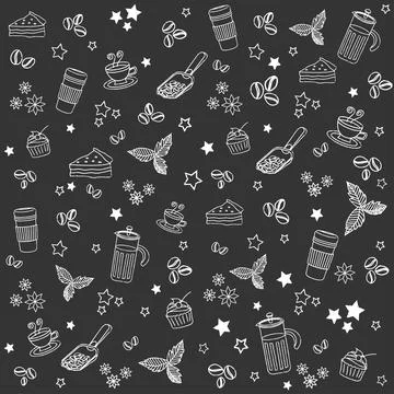 Coffee shop café pattern doodle for wallpaper seamless pattern Stock Illustration