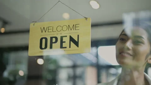 Coffee shop concept of 4k Resolution. Asian girls are opening a shop when a.. Stock Footage 236041847
