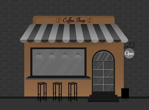 Coffee shop design. Vector flat cartoon illustration. Cozy vector illustration. イラスト素材