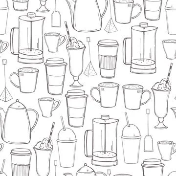 Coffee shop drinks. Vector pattern 스톡 일러스트
