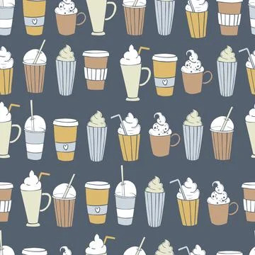 Coffee shop drinks. Vector   pattern. Illustrazione stock