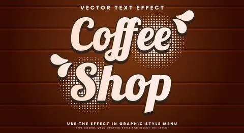 Coffee Shop editable text effect Template Stock Illustration