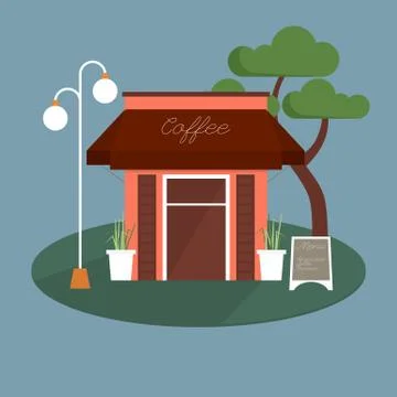 Coffee shop facade Stock Illustration