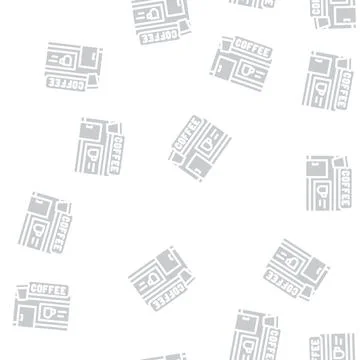 Coffee shop glyph vector seamless pattern Stock Illustration