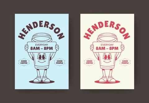 Coffee Shop Hours Flyer Vector Template For Local Business Brand Display Stock Illustration